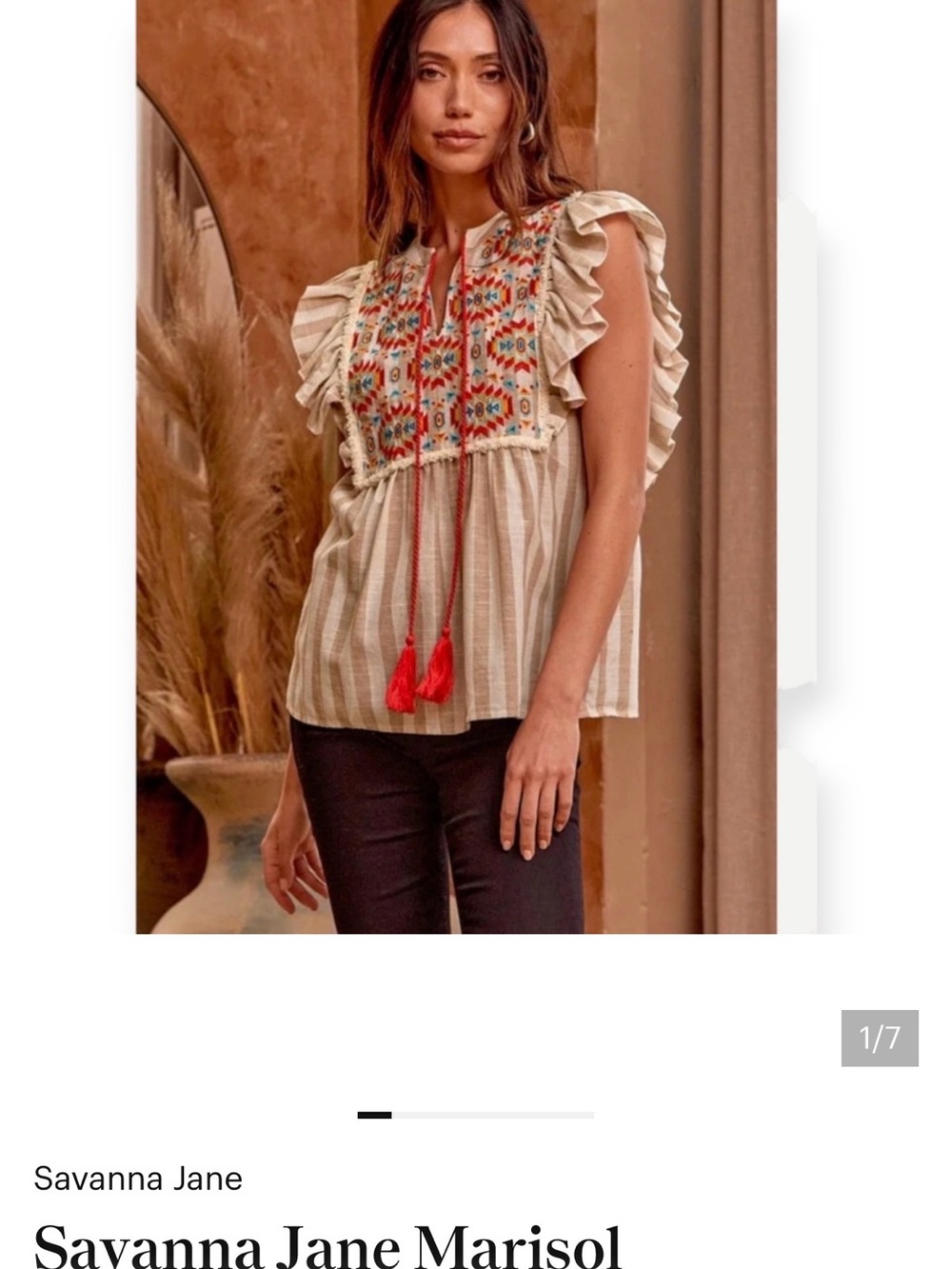 Savanna Jane Cream Embroidered Ruffle Sleeve Camisole